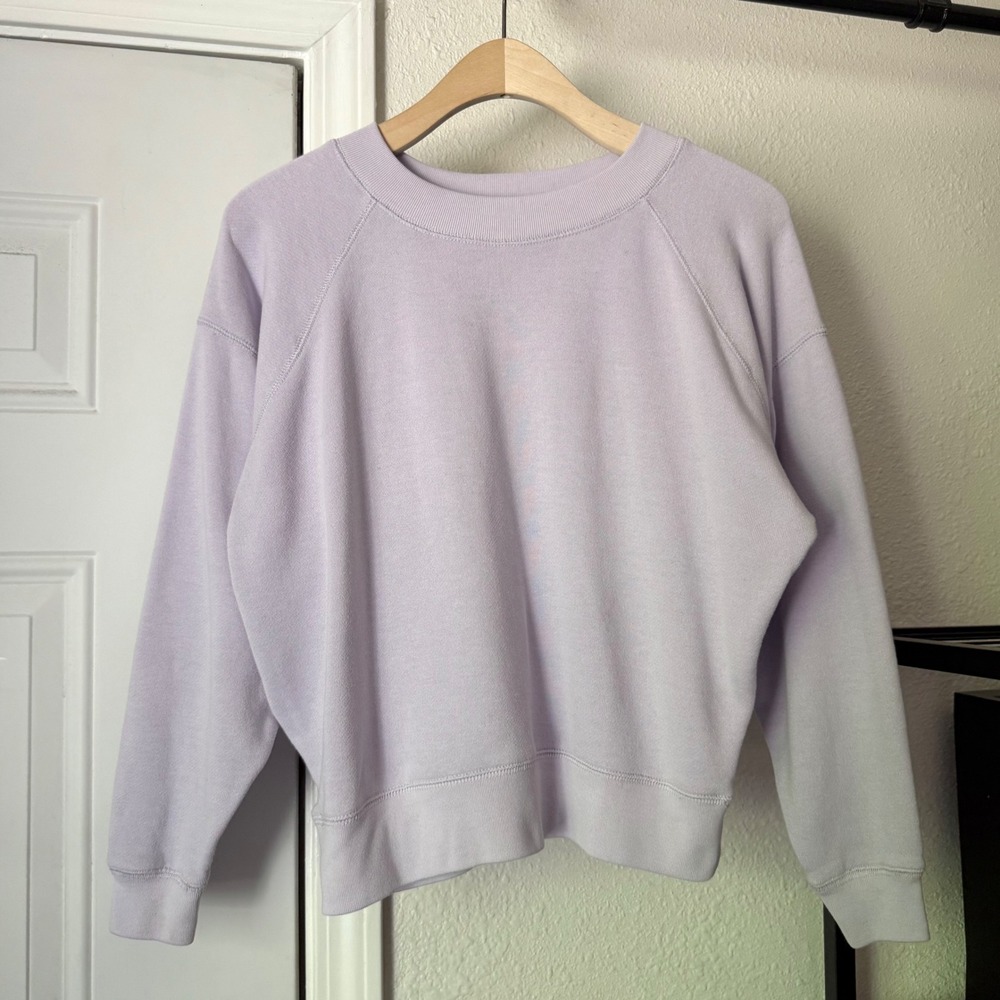 ENTIREWORLD. lilac lavender organic cotton terry crew neck boxy pullover sweater